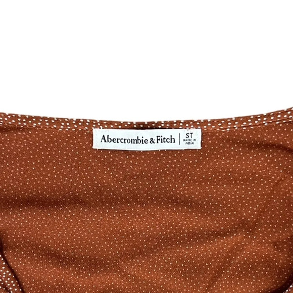 Abercrombie and Fitch Burnt Orange polka dot long sleeve wrap Dress Mini Small T - Picture 6 of 7